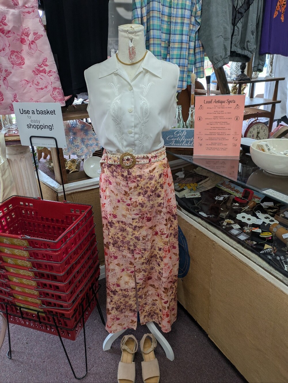 New  Cottagecore Anna Cate  Ditsy Floral Pink Skirt with Belt